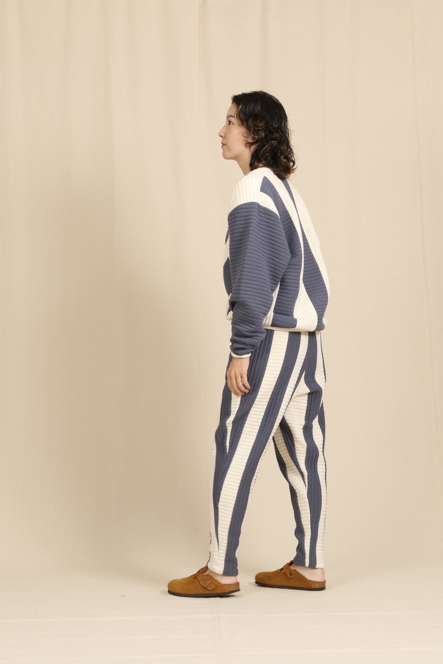 Quilt border argyle cardigan / Quilt border pants