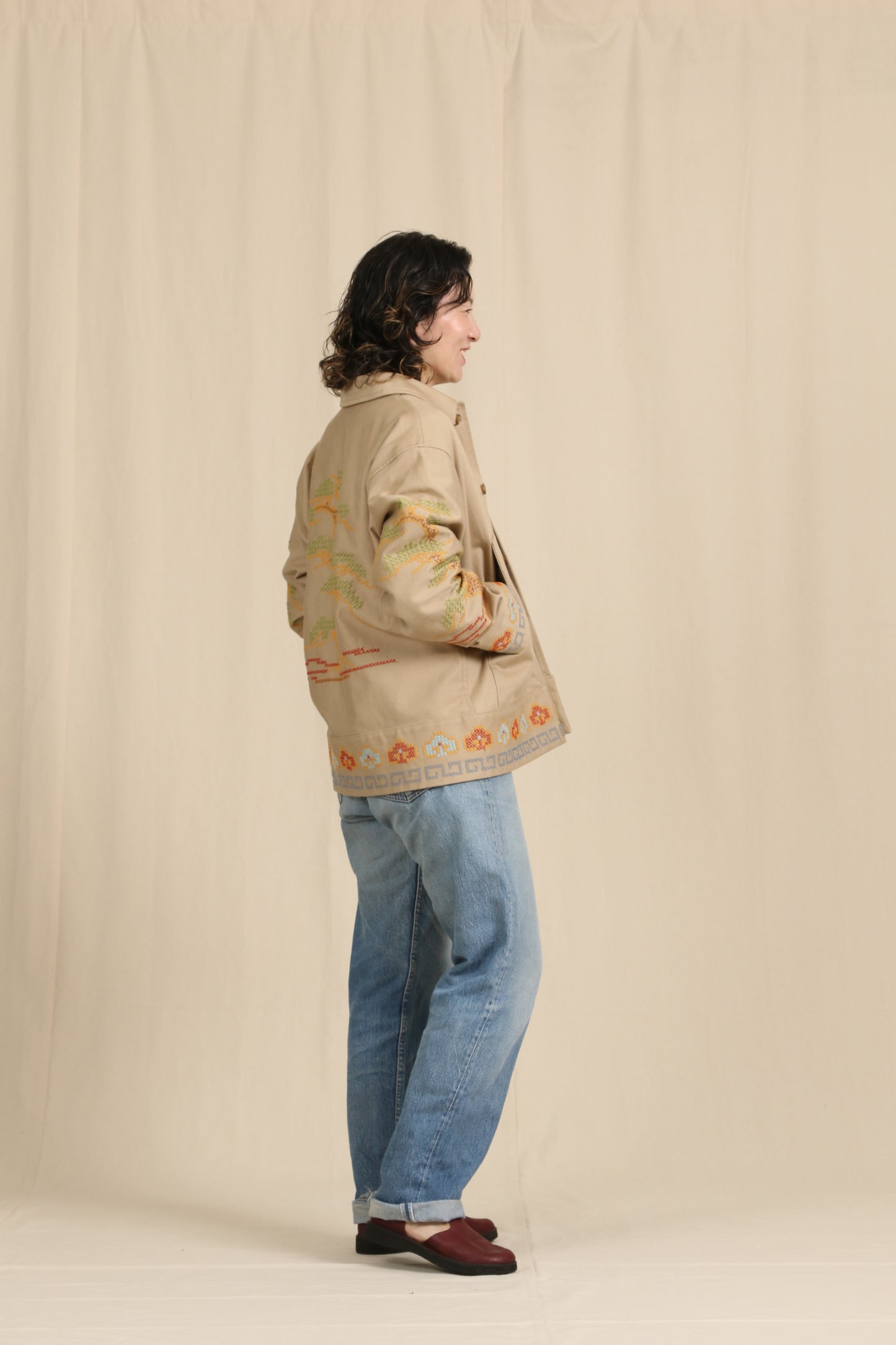 Pine tree embroidery jacket