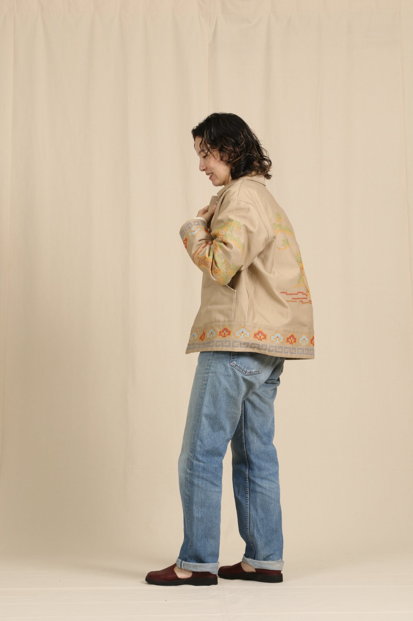 Pine tree embroidery jacket