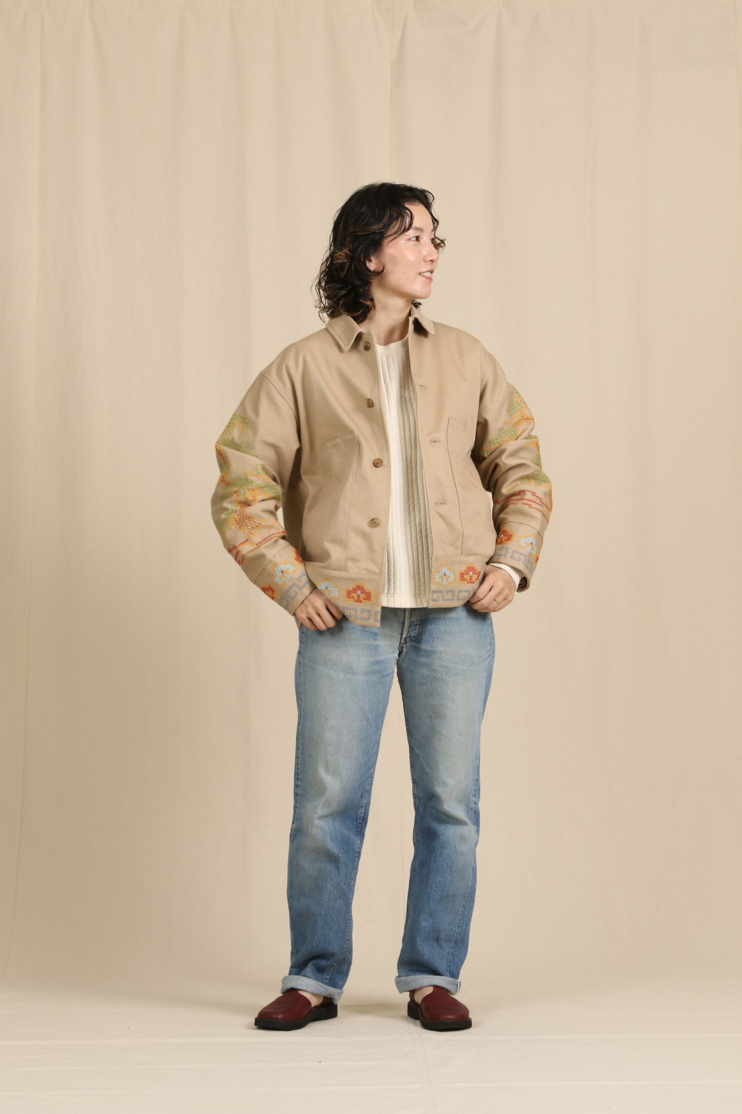 Pine tree embroidery jacket