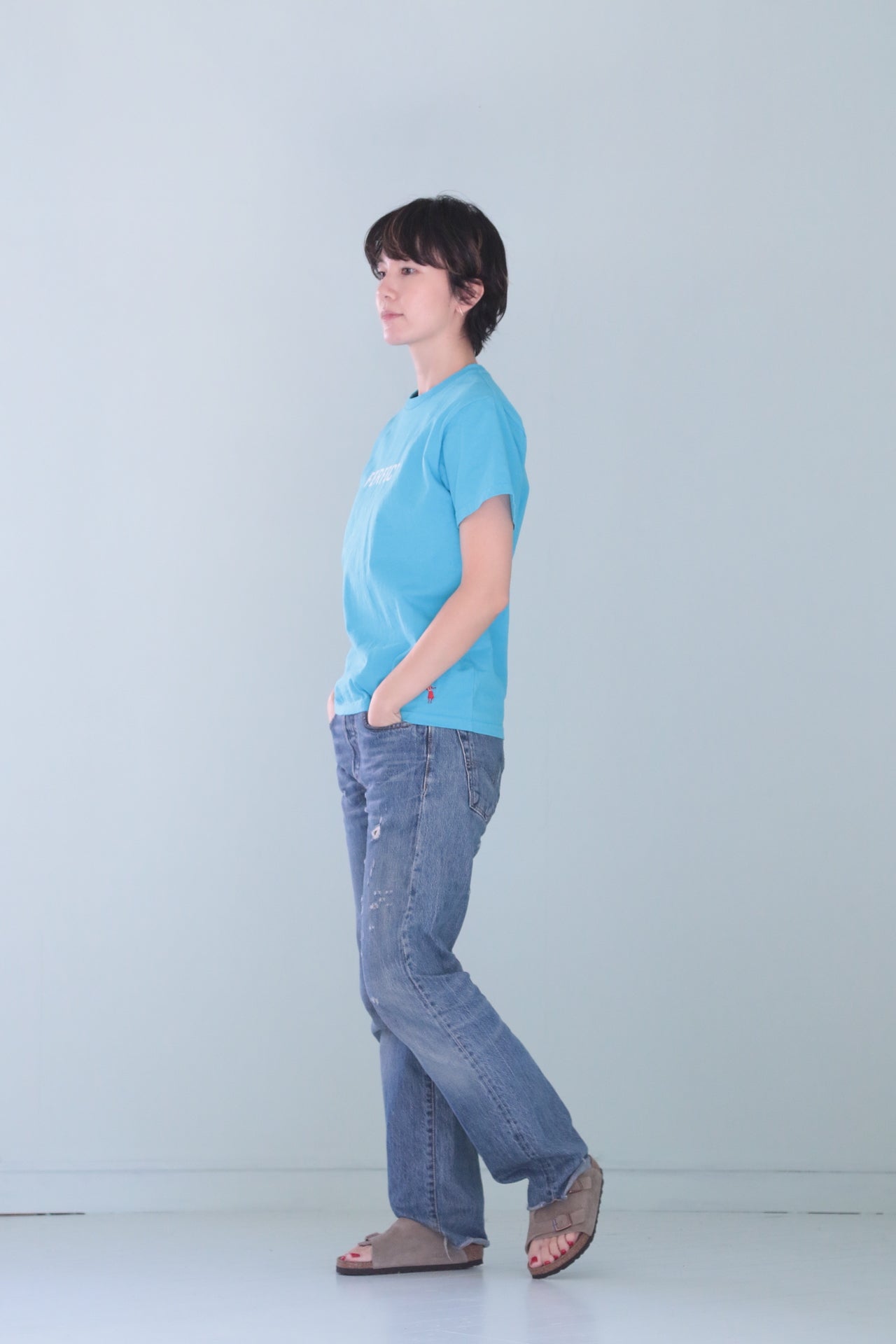 Short sleeve T-shirt/PERFECT-BLUE