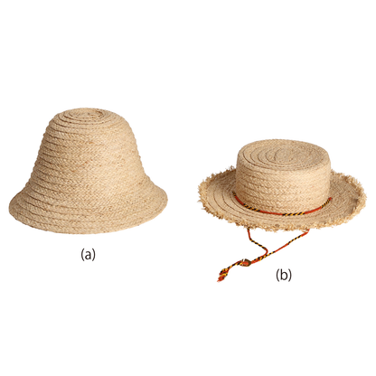 (a)RAFFIA BRAID CROCHET HAT (b) RAFFIA BRAID BOATHER HAT