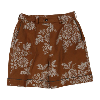 Flower jaquard short pants