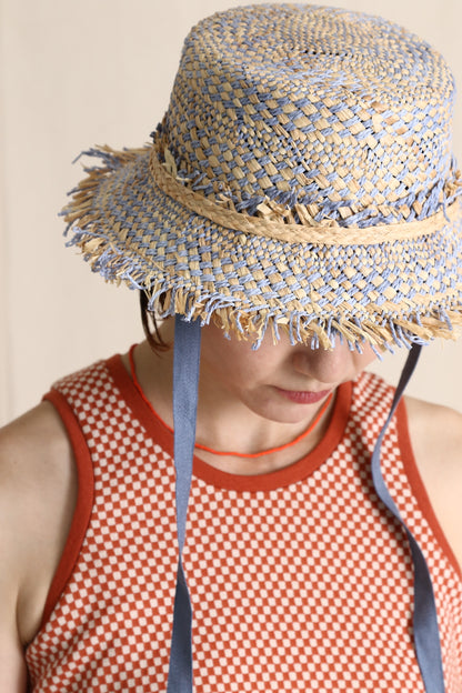 Raffia&paper bucket hat