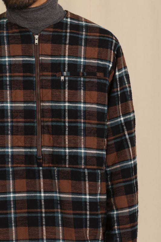 HIKER PULLOVER PUFF JACKET COTTON SLUB FLANNEL CHECK