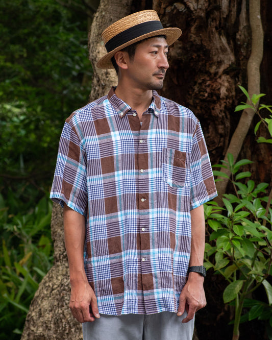 NEW WEST SS / CANCLINI BROWN CHECK