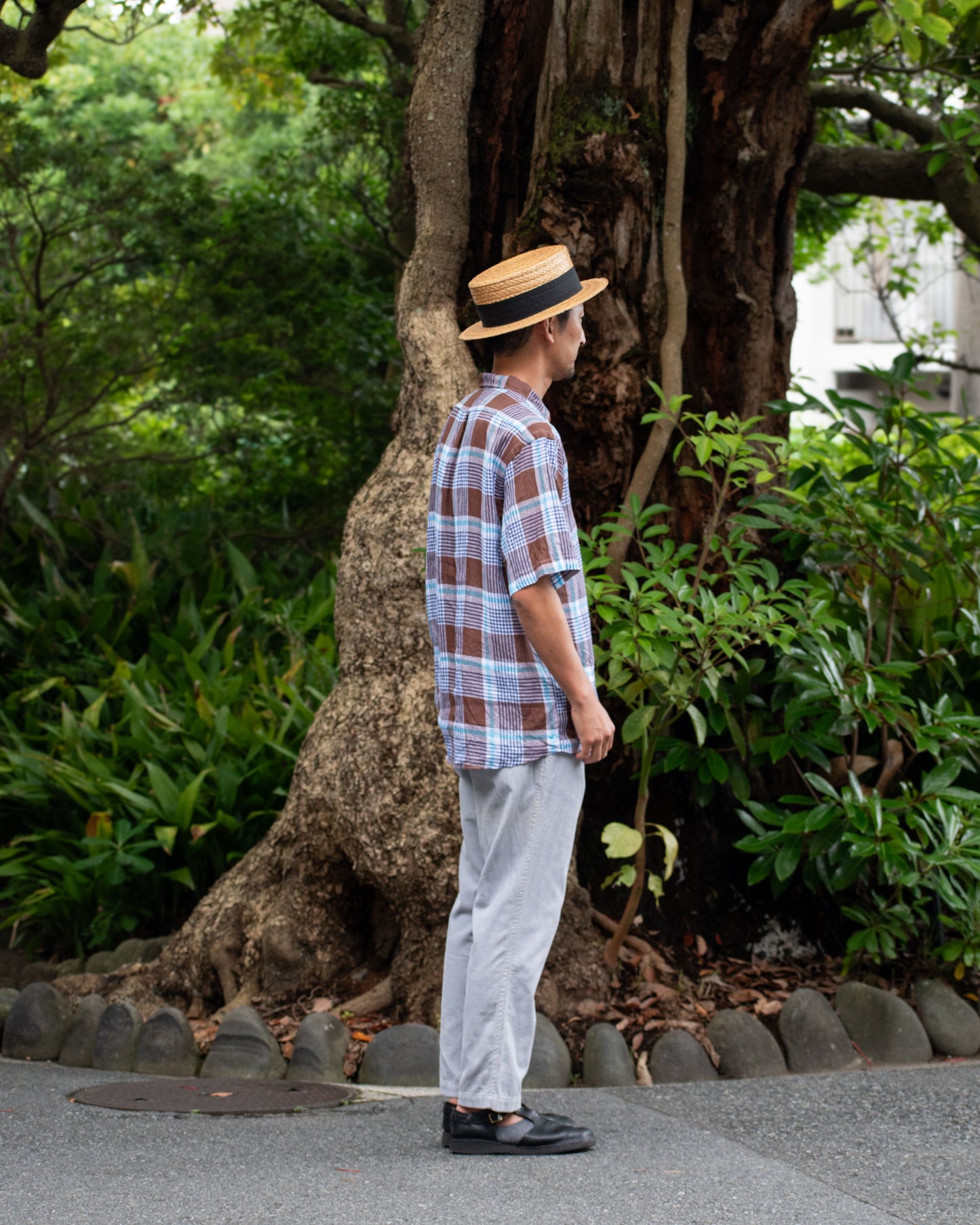 NEW WEST SS / CANCLINI BROWN CHECK