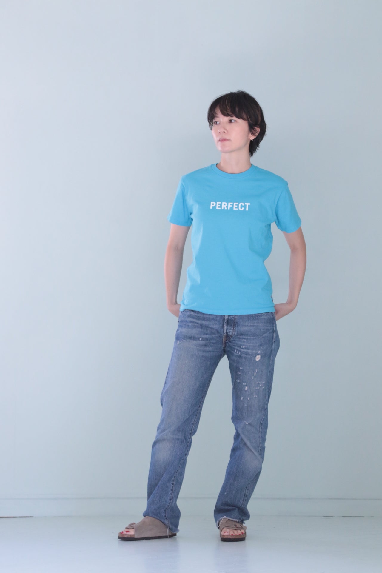 Short sleeve T-shirt/PERFECT-BLUE