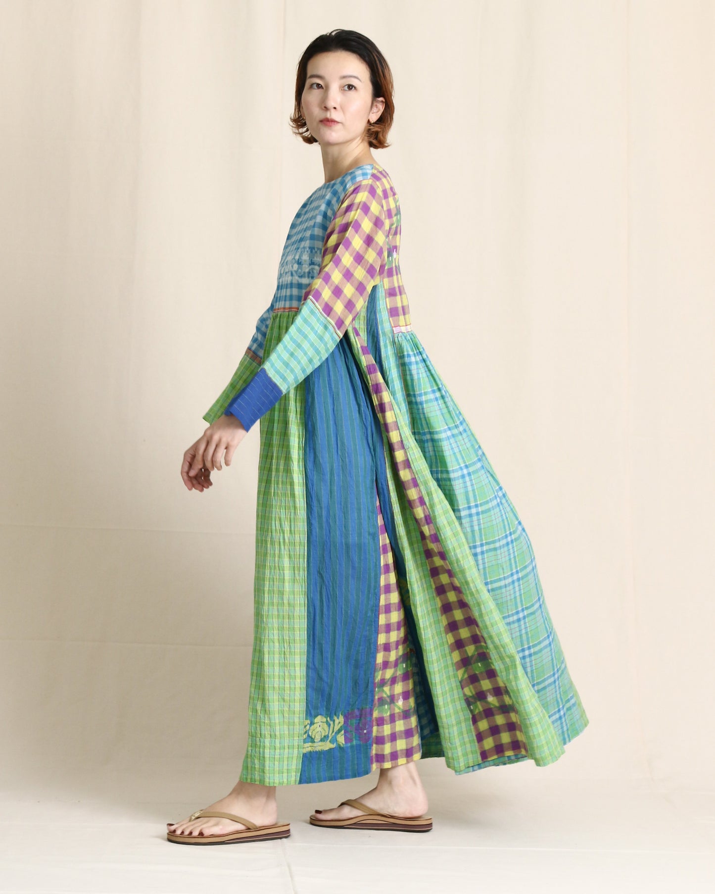 Khadi Cotton Check Dress / injiri