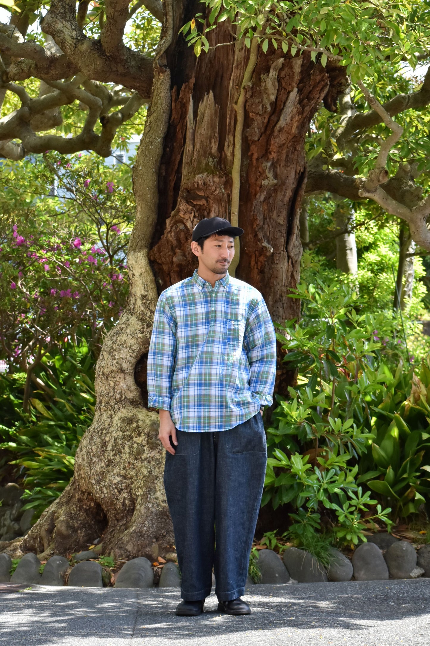 SLIP ON SHIRT / CANCLINI GREEN CHECK