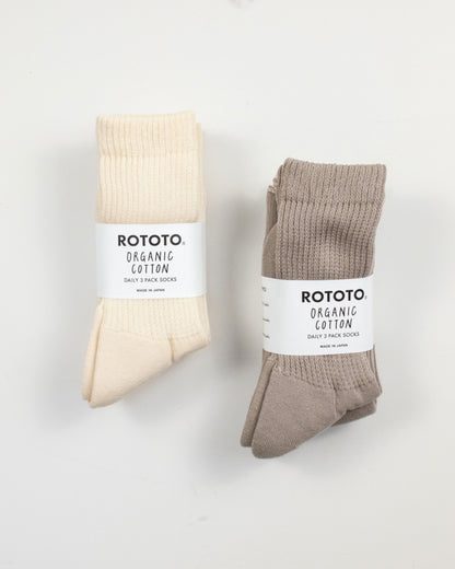 ORGANIC DAILY 3 PACK CREW SOCKS / P18