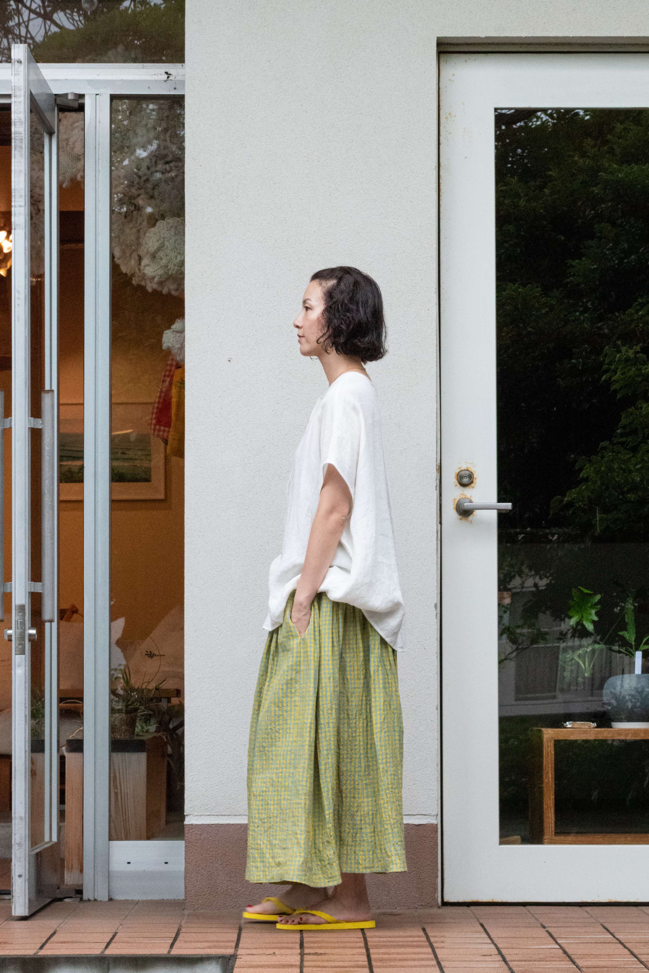 最終【apuntob】gathered skirt Cotton Pleated Pull On Skirt — Cement – La Garçonne