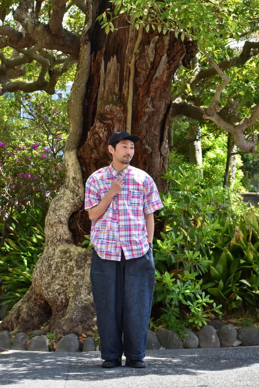 NEW WEST SHIRT SS / MADRAS CHECK × PATCH WORK