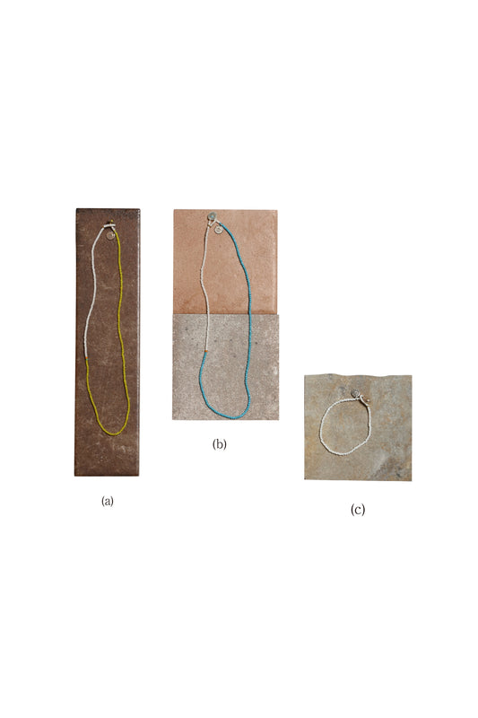 OPEN SESAME  (a),(b)OS-2601/NAGALAND TWO TONE NECKLACE、(c)OS-2504/JUMLA WHITE BRACELET