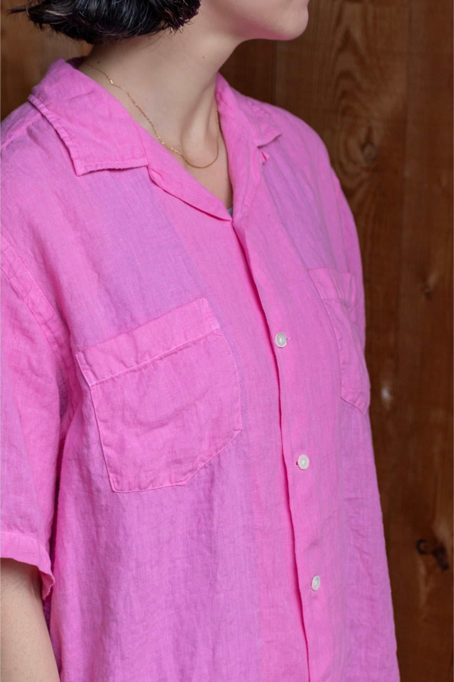 Linen over dyed key west/short sleeve